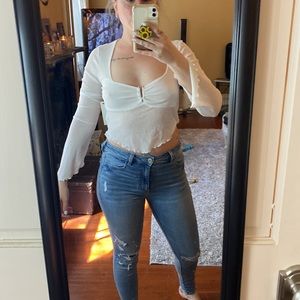 Dolls Kill, white gauze top. Size medium.